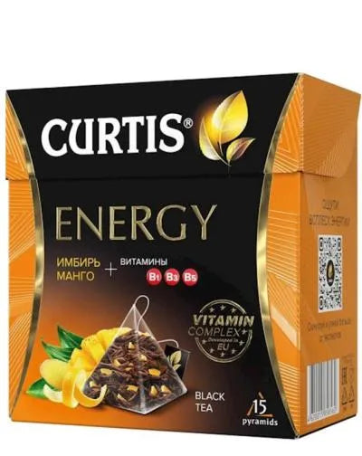 CURTIS ENERGY BLACK TEA. 20 PIRAMID TEABAGS