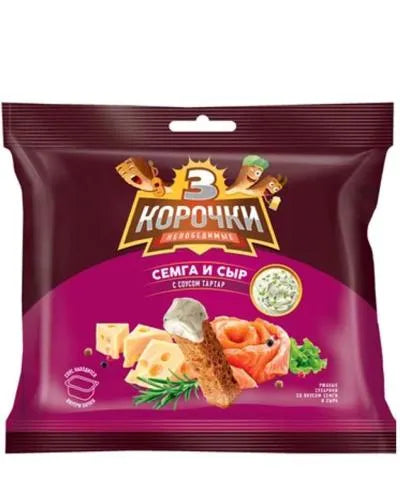 3 KOROCHKI CHEESE AND SALMON DRY BREADSTICKS 100gr