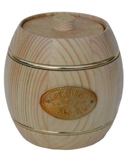 "ZOLOTO ALTAY" NATURAL HONEY IN WOODEN BARREL 2.2 Lb (WHITE)