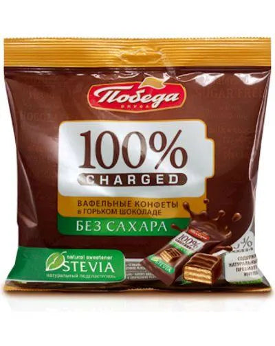 POBEDA CHARGED WAFERS COVERED w/ DARK CHOCOLATE SUGAR FREE 150gr